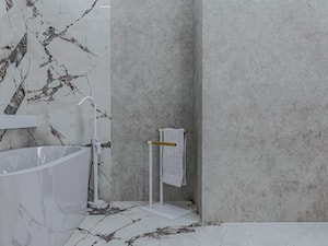 Apartament Filtry - Średnia bez okna z marmurową podłogą łazienka, styl nowoczesny - zdjęcie od e interiors