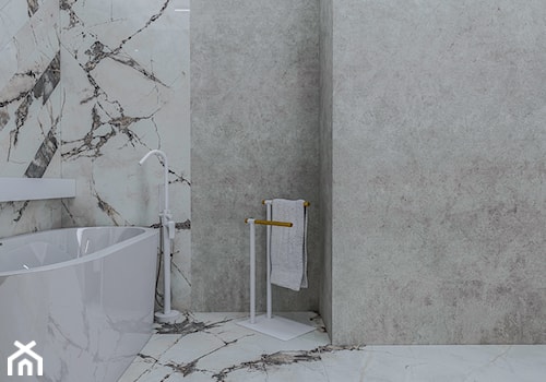 Apartament Filtry - Średnia bez okna z marmurową podłogą łazienka, styl nowoczesny - zdjęcie od e interiors