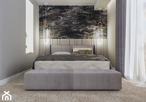 Apartament Filtry - Średnia szara sypialnia, styl nowoczesny - zdjęcie od e interiors