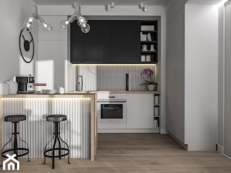 Aranżacje wnętrz - Kuchnia: Black&White - e interiors. Przeglądaj, dodawaj i zapisuj najlepsze zdjęcia, pomysły i inspiracje designerskie. W bazie mamy już prawie milion fotografii!