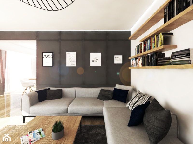 Przestronne mieszkanie w drewnie - Salon - zdjęcie od DNAarchitekci