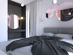 Białe wnętrze z miedzianymi elementami - Mała biała czarna sypialnia, styl nowoczesny - zdjęcie od DNAarchitekci