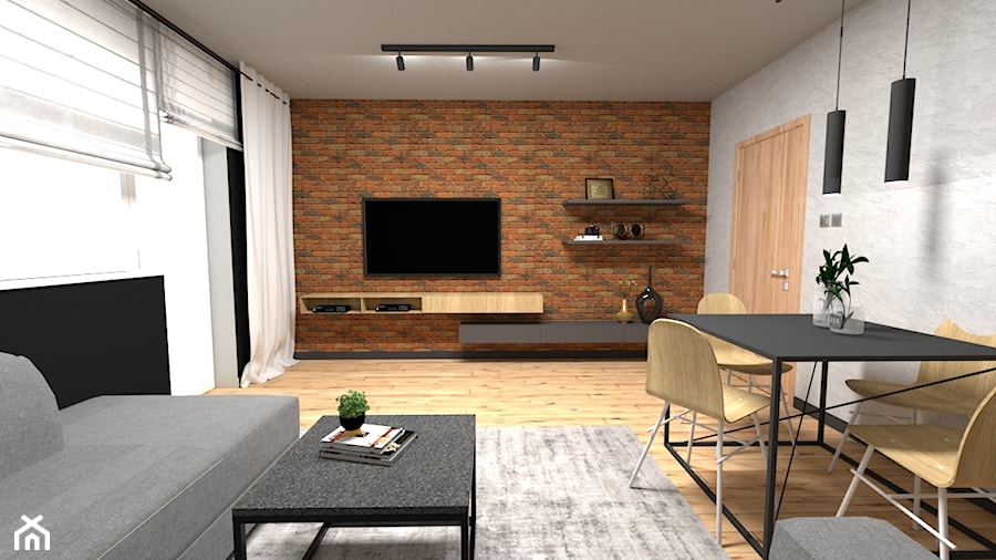 Mieszkanie dla młodego małżeństwa - Salon, styl industrialny - zdjęcie od In-Design Projektowanie i Home Staging