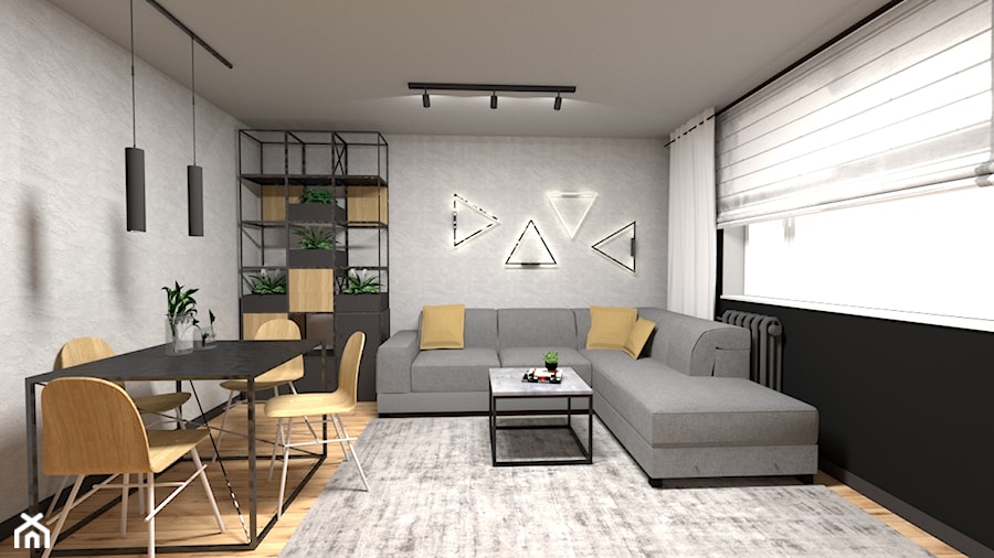 Mieszkanie dla młodego małżeństwa - Salon, styl industrialny - zdjęcie od In-Design Projektowanie i Home Staging