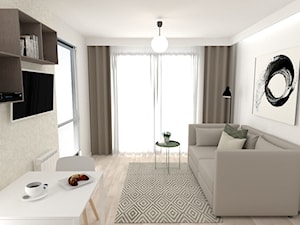 Minimalistyczna kawalerka w Krakowie, 26 m2 - Salon, styl minimalistyczny - zdjęcie od In-Design Projektowanie i Home Staging