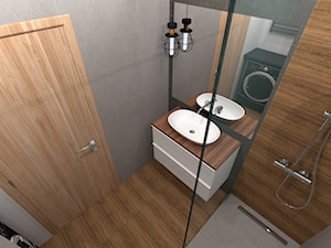 Mieszkanie dla młodego małżeństwa - Mała bez okna z pralką / suszarką z lustrem łazienka, styl industrialny - zdjęcie od In-Design Projektowanie i Home Staging