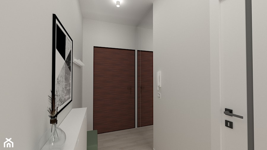 Minimalistyczna kawalerka w Krakowie, 26 m2 - Hol / przedpokój, styl minimalistyczny - zdjęcie od In-Design Projektowanie i Home Staging