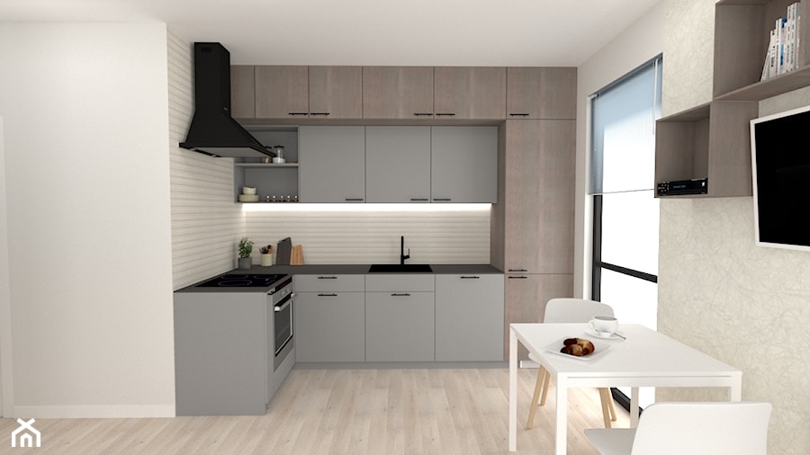 Minimalistyczna kawalerka w Krakowie, 26 m2 - Kuchnia, styl minimalistyczny - zdjęcie od In-Design Projektowanie i Home Staging