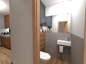 Mieszkanie dla młodego małżeństwa - Mała bez okna z lustrem łazienka, styl industrialny - zdjęcie od In-Design Projektowanie i Home Staging