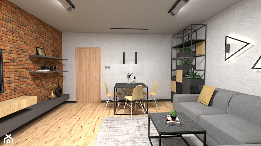 Mieszkanie dla młodego małżeństwa - Salon, styl industrialny - zdjęcie od In-Design Projektowanie i Home Staging