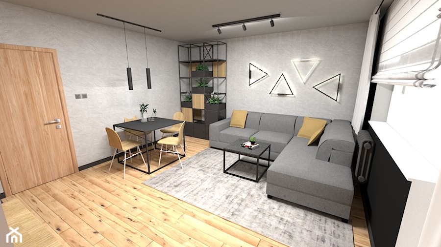 Mieszkanie dla młodego małżeństwa - Salon, styl industrialny - zdjęcie od In-Design Projektowanie i Home Staging