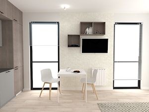 Minimalistyczna kawalerka w Krakowie, 26 m2 - Jadalnia, styl minimalistyczny - zdjęcie od In-Design Projektowanie i Home Staging