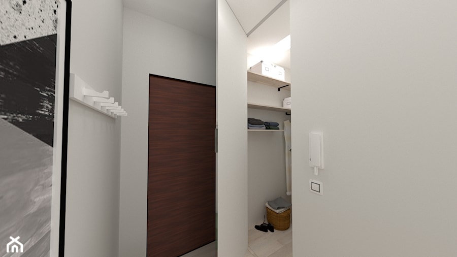 Minimalistyczna kawalerka w Krakowie, 26 m2 - Hol / przedpokój, styl minimalistyczny - zdjęcie od In-Design Projektowanie i Home Staging