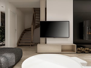 Dom jednorodzinny w stylu nowoczesnym - Duży czarny szary salon, styl nowoczesny - zdjęcie od Outline of Design