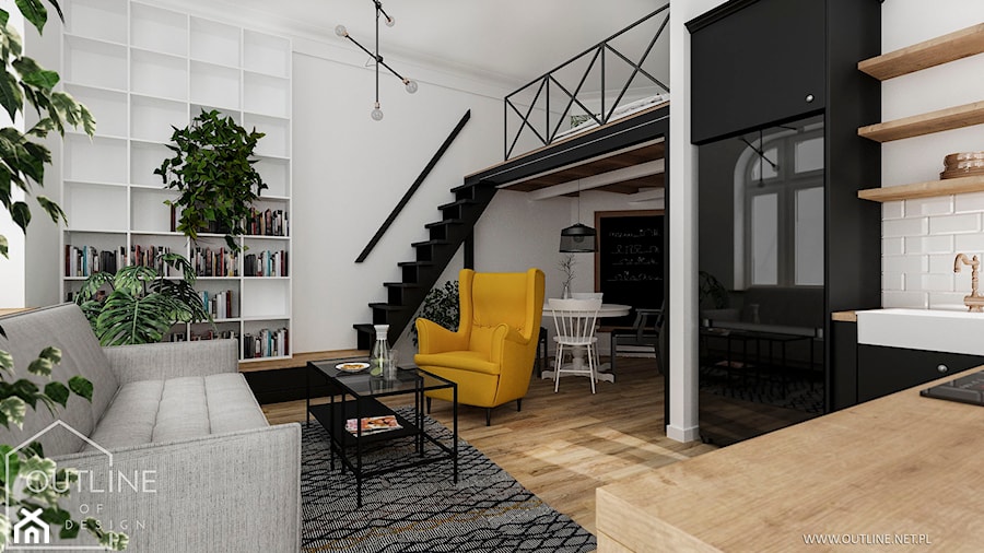 Nowoczesne mieszkanie loft kawalerka - Salon, styl nowoczesny - zdjęcie od Outline of Design