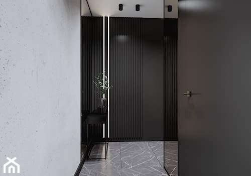 Mieszkanie 40m2 - Mały czarny szary hol / przedpokój, styl industrialny - zdjęcie od Outline of Design
