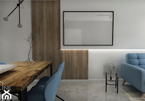 Kawalerka w stylu nowoczesnym - Średni biały brązowy salon z jadalnią, styl nowoczesny - zdjęcie od Outline of Design