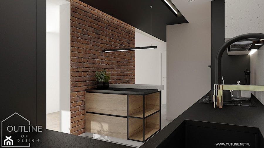 Nowoczesna kuchnia z ceglaną ścianą - Kuchnia, styl nowoczesny - zdjęcie od Outline of Design