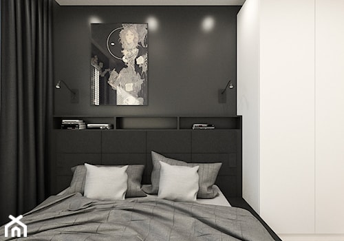 WARSZAWA, NOWAKA-JEZIORAŃSKIEGO - MIESZKANIE - Mała czarna sypialnia, styl minimalistyczny - zdjęcie od MIRAI STUDIO