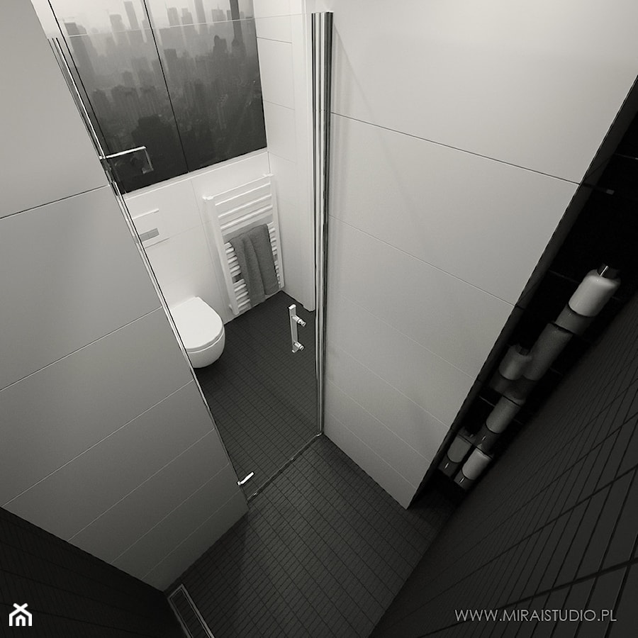 KRAKÓW, BOHATERÓW WRZEŚNIA - MIESZKANIE - Mała bez okna łazienka, styl minimalistyczny - zdjęcie od MIRAI STUDIO