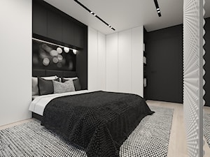 KRAKÓW, BOHATERÓW WRZEŚNIA - MIESZKANIE - Średnia biała czarna sypialnia, styl minimalistyczny - zdjęcie od MIRAI STUDIO