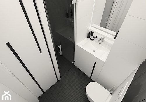 KRAKÓW, BOHATERÓW WRZEŚNIA - MIESZKANIE - Mała bez okna z lustrem łazienka, styl minimalistyczny - zdjęcie od MIRAI STUDIO