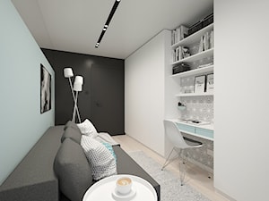 KRAKÓW, BOHATERÓW WRZEŚNIA - MIESZKANIE - Średni biały czarny szary niebieski pokój dziecka dla nastolatka, styl minimalistyczny - zdjęcie od MIRAI STUDIO