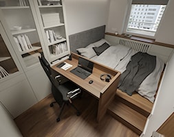 KRAKÓW, START CITY - MIESZKANIE - Mała biała z biurkiem sypialnia, styl minimalistyczny - zdjęcie od MIRAI STUDIO - Homebook
