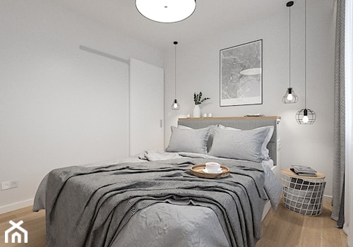 KRAKÓW, WROCŁAWSKA - MIESZKANIE - Mała biała sypialnia, styl nowoczesny - zdjęcie od MIRAI STUDIO