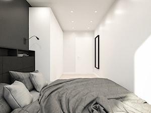 WARSZAWA, NOWAKA-JEZIORAŃSKIEGO - MIESZKANIE - Mała biała czarna sypialnia, styl minimalistyczny - zdjęcie od MIRAI STUDIO