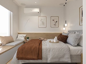 KRAKÓW, SIARCZANOGÓRSKA - DOM - Mała beżowa biała sypialnia, styl skandynawski - zdjęcie od MIRAI STUDIO