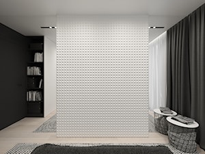 KRAKÓW, BOHATERÓW WRZEŚNIA - MIESZKANIE - Średnia biała czarna sypialnia, styl minimalistyczny - zdjęcie od MIRAI STUDIO