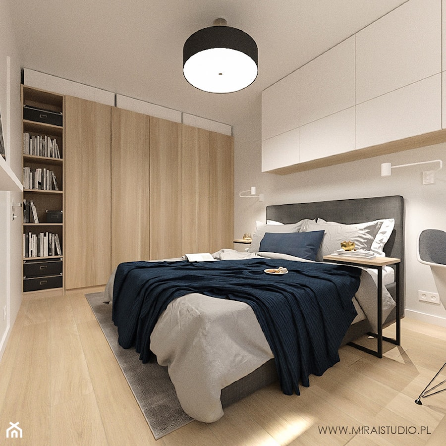 KRAKÓW, REDUTA - MIESZKANIE - Średnia biała sypialnia, styl skandynawski - zdjęcie od MIRAI STUDIO