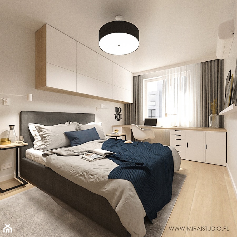KRAKÓW, REDUTA - MIESZKANIE - Średnia biała sypialnia, styl skandynawski - zdjęcie od MIRAI STUDIO