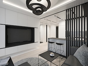 KRAKÓW, BOHATERÓW WRZEŚNIA - MIESZKANIE - Średni biały salon z kuchnią z jadalnią, styl minimalistyczny - zdjęcie od MIRAI STUDIO