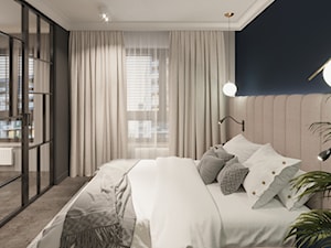 PROJEKT MIESZKANIA - MOKOTÓW I - Średnia niebieska szara sypialnia, styl glamour - zdjęcie od Loro Design