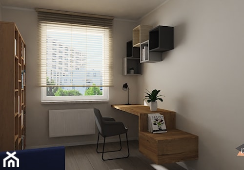 Nowoczesne mieszkania dla pary - Średnie z sofą z zabudowanym biurkiem szare biuro, styl nowoczesny - zdjęcie od JTG Design