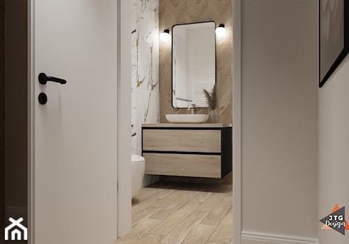 łazienka - marmur i drewno - Mała bez okna łazienka, styl tradycyjny - zdjęcie od JTG Design