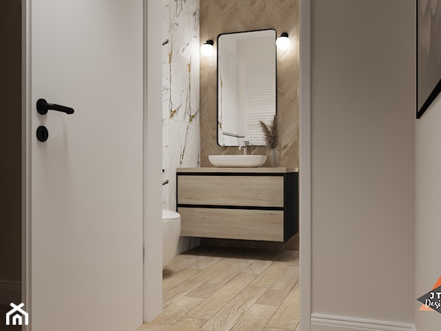 łazienka - marmur i drewno