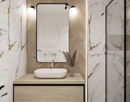 łazienka - marmur i drewno - Średnia bez okna z lustrem łazienka, styl tradycyjny - zdjęcie od JTG Design - Homebook