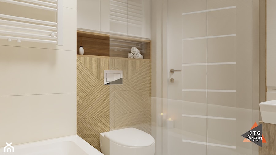 Drewno w łazience - Mała bez okna łazienka, styl nowoczesny - zdjęcie od JTG Design