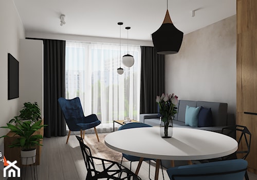 Nowoczesne mieszkania dla pary - Średni szary salon z jadalnią, styl nowoczesny - zdjęcie od JTG Design