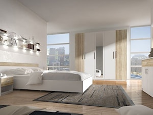 Duża biała sypialnia, styl skandynawski - zdjęcie od Meble Kryspol