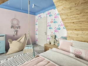 Pokój dla dziewczynki 2 - Duży beżowy biały niebieski pokój dziecka dla dziecka dla dziewczynki, styl nowoczesny - zdjęcie od NORDMOSS