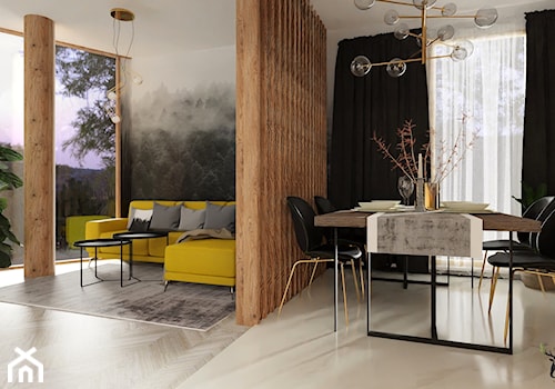 Eleganckie wnętrze - Średni biały czarny szary salon, styl nowoczesny - zdjęcie od NORDMOSS