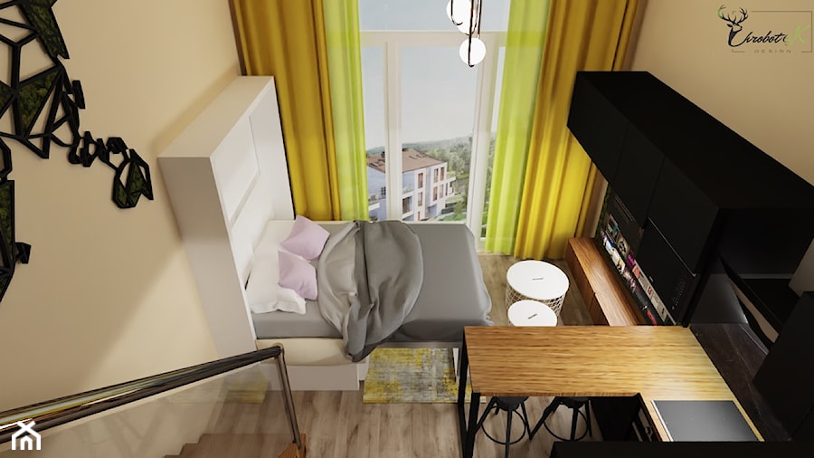 Mikromieszkanie we Wrocławiu - Średnia beżowa sypialnia, styl nowoczesny - zdjęcie od NORDMOSS