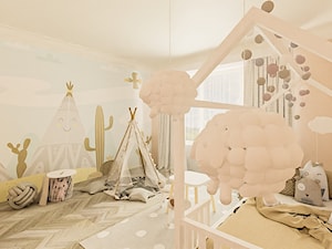 Pokój dla dziewczynki - Duży beżowy pokój dziecka dla dziecka dla dziewczynki, styl tradycyjny - zdjęcie od NORDMOSS