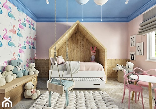 Pokój dla dziewczynki 2 - Duży beżowy biały pokój dziecka dla dziecka dla dziewczynki, styl nowoczesny - zdjęcie od NORDMOSS