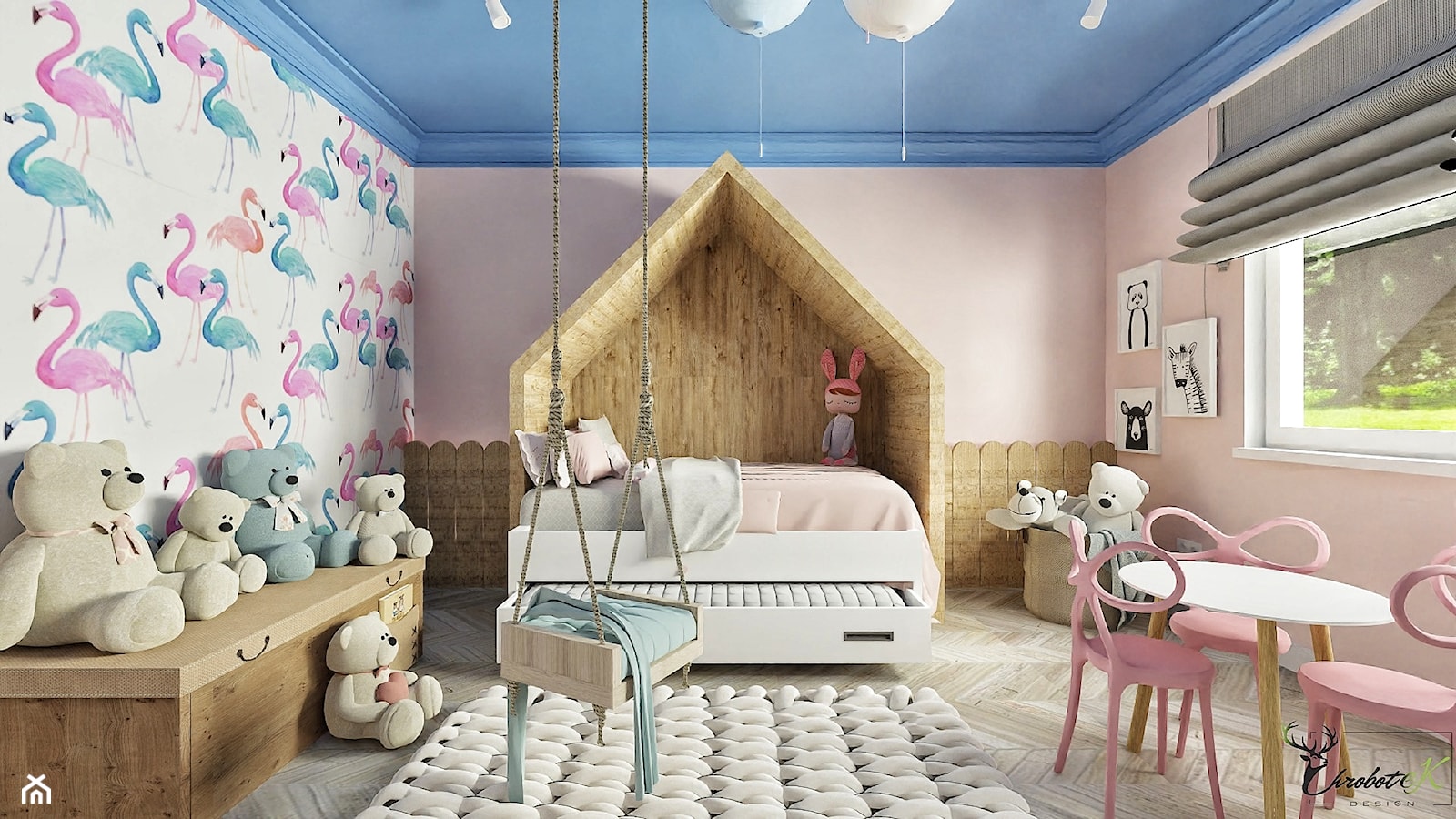 Pokój dla dziewczynki 2 - Duży beżowy biały pokój dziecka dla dziecka dla dziewczynki, styl nowoczesny - zdjęcie od NORDMOSS - Homebook