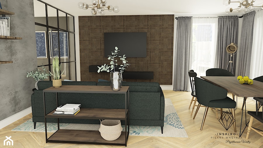 Salon z jadalnią loft - zdjęcie od INSPIRO Studio Projektowania Wnętrz